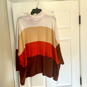Loft Pullover Color blocked Turtleneck Top sz L